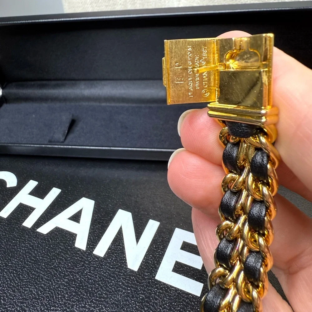 Authentic CHANEL Premiere watch gold black size L